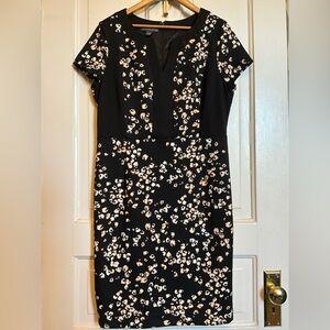 Covington Black and Cream Floral Midi Dress